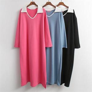 [강물처럼]빅사이즈사랑해요 C825L103 샵카라배색스판원피스 GR