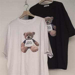 [강물처럼]빅사이즈사랑해요 C804L103 베어프린팅롱박시반팔 TG