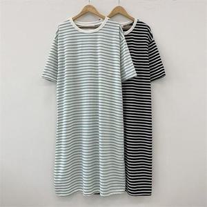 [강물처럼]빅사이즈사랑해요 C800L103 보더코튼5부롱원피스 ZY (