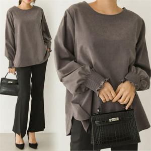 [강물처럼]빅사이즈 스모크 퍼프 블라우스 NBB046 체형 보정 핏