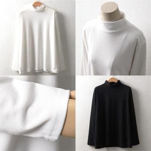 [강물처럼]빅사이즈 3계절 반 목 폴라 티 셔츠 WW7237 신축성 굿