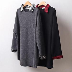 [강물처럼]빅사이즈사랑해요 B804L101 기모체크배색롱니트 RI (6