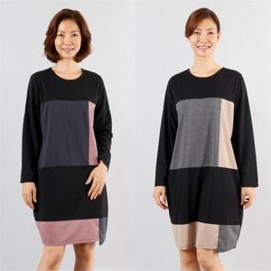 [강물처럼]아이우먼 배색 캐쥬얼 원피스 WW0198M101 빅사이즈 (6