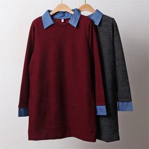 [강물처럼]빅사이즈사랑해요 B716L001 버건디데님롱사카리바 MN