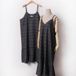 [강물처럼]빅사이즈 001 글램체크브이넥원피스 DLTB670 (6448116