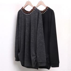 [강물처럼]빅사이즈사랑해요 3865L012 호피 프릴 진주 티 MN (64