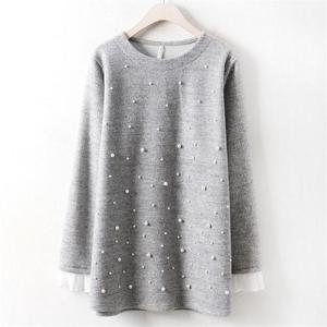 [강물처럼]아이우먼 블링 펄 배색 루즈 티 MN0489RM012 빅사이즈