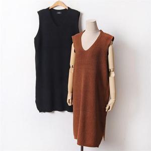 [강물처럼]빅사이즈 012 센스브이넥니트롱조끼 DAPB556 (6351463