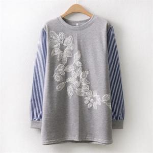 [강물처럼]아이우먼 발포꽃셔츠긴팔티 MN4894M012 빅사이즈 (634