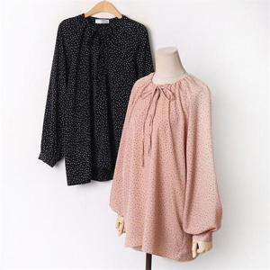 [강물처럼]빅사이즈 010 땡땡이셔링끈블라우스 DGYA897 (6348239