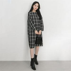 [강물처럼]빅사이즈 010 체크패턴모직원피스 DTMB202 (6348082A)