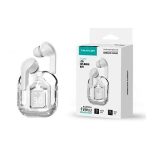 (템플러) 투명 블루투스 LCD 이어폰 화이트 BT-W500/블루투스5.3지원 (1개)