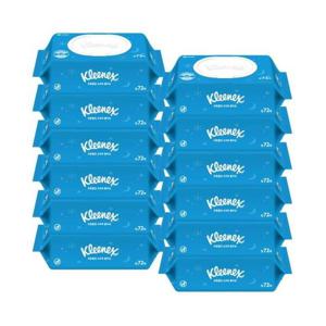 크리넥스 수앤수 코튼클린 물티슈 캡형 72매x6개입x2팩