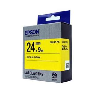 엡손 라벨테이프 SC24Y-PX 노랑 네임스티커/24mmx9M 검정글씨 (1개)