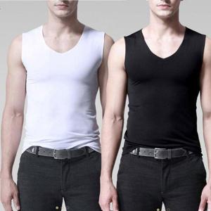 남성 무봉제 브이넥 디자인 부드러운 쿨링 민소매