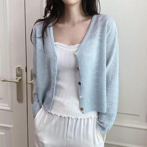 [다잇템]여성 V넥 컬러단추 박시핏 비스코스 가디건 (33181756A)