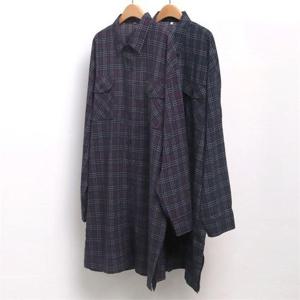 [강물처럼]빅사이즈사랑해요 6210L011 투 포켓 체크 롱 남방 WW