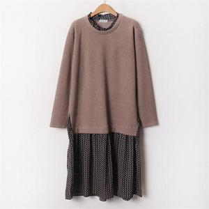 [강물처럼]아이우먼 잔꽃프릴니트원피스 OLB492M011 빅사이즈 (6