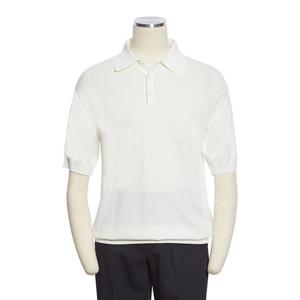 [레노마캐주얼]S/S 화이트 레이온 나일론 니트 카라 반팔 티셔츠 RQFMKT65A8000