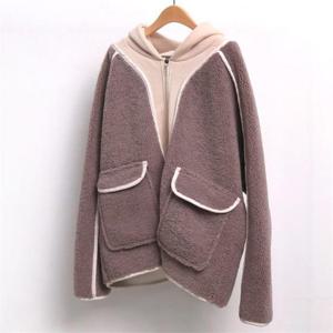 [강물처럼]빅사이즈사랑해요 7598L011 배색 양털 후드 점퍼 WC (