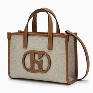 [헤지스ACC] H소가죽 패치 베이지 미니 토트 겸 크로스백 S HIBA6F106I2