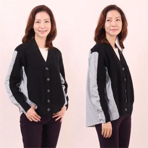 [강물처럼]빅사이즈사랑해요 6617L011 줄지 배색 니트 남방 WC (