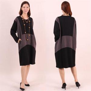 [강물처럼]빅사이즈사랑해요 6486L011 스퀘어 배색 원피스 WC (6