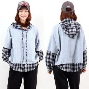 [강물처럼]위쉬몰 WC 캐주얼체크배색후드(6805H011) 빅사이즈 (6