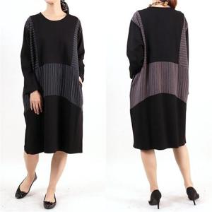 [강물처럼]위쉬몰 WC 자수줄지배색원피스(6486H011) 빅사이즈 (6