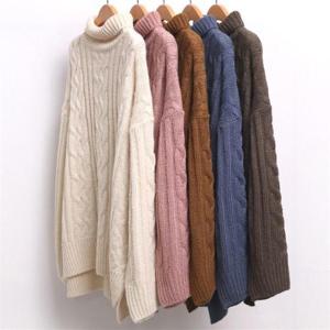 [강물처럼]빅사이즈사랑해요 7853L011 꽈배기 터들 롱 니트 PE (