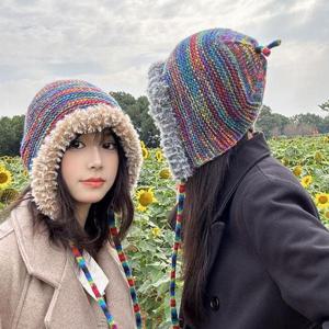 여성모자 여성 니트모자 퍼 귀달이모자 겨울 털모자 벙거지모자