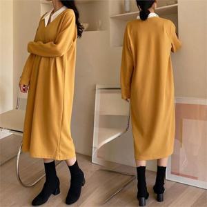 [강물처럼]위쉬몰 BE 모던카라배색원피스(B430H011) 빅사이즈 (6