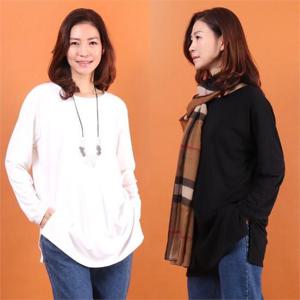 [강물처럼]빅사이즈사랑해요 7947L011 얇은 피치 기모 롱티 WW (