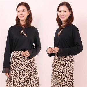 [강물처럼]빅사이즈사랑해요 6907L011 블랙 시스루 긴팔티 WW (6