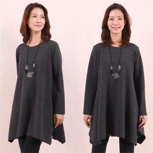 [강물처럼]빅사이즈사랑해요 6745L010 A라인 골지 롱 긴팔 WW (6