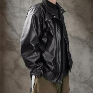 [다잇템]남성 캐쥬얼 가죽 폴라넥 라이딩 에나멜 자켓 (42840792