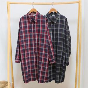 [강물처럼]빅사이즈사랑해요 B203L010 빈느체크롱라운드남방 WB