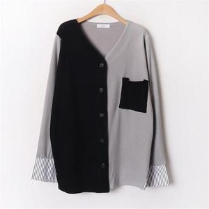 [강물처럼]아이우먼 커프스배색셔츠가디건 BEB347M010 빅사이즈