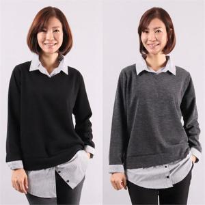 [강물처럼]아이우먼 카라 줄지배색티 OL3309M010 빅사이즈 (6188