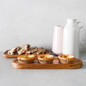 [주방] 아카시아 우드 타원 굽접시 12인치 플레이팅 접시 식기