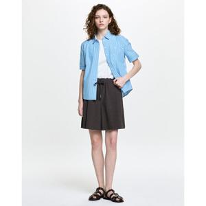 헤지스 여성 26SS 스트라이프 코튼 반팔 셔츠 블루 HSSH6BC46B2