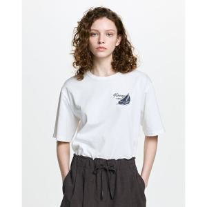 헤지스 여성 26SS 루즈핏 그래픽 반팔 티셔츠 화이트 HSTS6B306WT