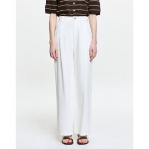 헤지스 여성 26SS 썸머 와이드 원턱 밴딩 데님 팬츠 화이트 HSPA6B351WT