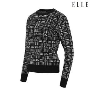 엘르골프 세이브존01 여성 변형 지도리 자카드 라운드 스웨터 6K63301 199