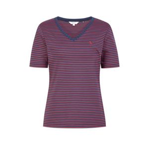 헤지스 여성 26SS 아이코닉 브이넥 코튼모달 스트라이프 반팔 티셔츠 네이비 HSTS6B313N2