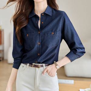 [에이시크] 인디고 생지 더블포켓 데님 셔츠 C26ASH273