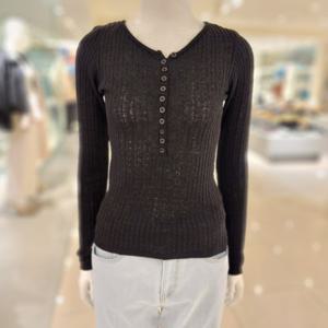 플라스틱아일랜드  (PS2KL381) 배색 레이스 반오픈 니트