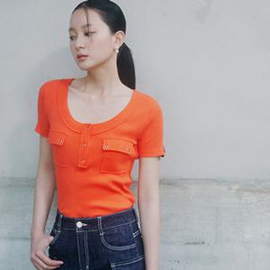 [에고이스트][CAPSULE LINE] 포켓 포인트 U넥 반소매 슬림 티셔츠 (ER2CH462)