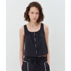 벤시몽 NYLON SHIRRED BUTTON SLEEVELESS - FOG NAVY 422622