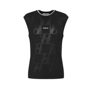 헤지스 골프 여성 26SS 블랙 여성 H 모티브 메쉬 자카드 니트 베스트 HWSW6B312BK